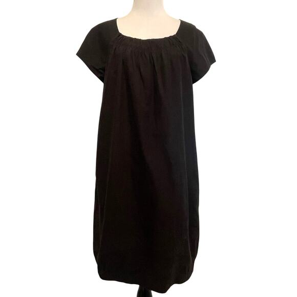 Vince. Black Bubble Hem Dress Womens Medium Cotton Exposed Zipper Party LBD - Picture 1 of 7